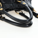 Miu Miu Hand Bag Leather 2way Black Gold Auth am12097SAV-7