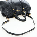 Miu Miu Hand Bag Leather 2way Black Gold Auth am12097SAV-9