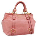 Miu Miu Hand Bag Leather 2way Pink Gold Auth am12098V-1