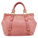Miu Miu Hand Bag Leather 2way Pink Gold Auth am12098V-2