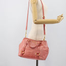 Miu Miu Hand Bag Leather 2way Pink Gold Auth am12098V-24