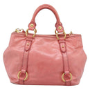 Miu Miu Hand Bag Leather 2way Pink Gold Auth am12098V-3