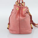 Miu Miu Hand Bag Leather 2way Pink Gold Auth am12098V-4