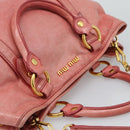 Miu Miu Hand Bag Leather 2way Pink Gold Auth am12098V-6