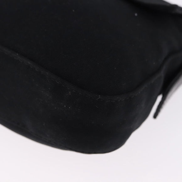 FENDI Mamma Baguette Shoulder Bag Cotton jersey Black Silver Auth am12099V