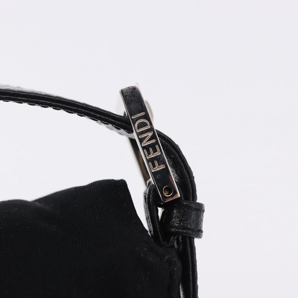 FENDI Mamma Baguette Shoulder Bag Cotton jersey Black Silver Auth am12099V