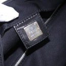 FENDI Mamma Baguette Shoulder Bag Cotton jersey Black Silver Auth am12099V-20
