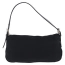 FENDI Mamma Baguette Shoulder Bag Cotton jersey Black Silver Auth am12099V-2