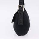 FENDI Mamma Baguette Shoulder Bag Cotton jersey Black Silver Auth am12099V-3