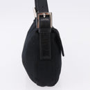 FENDI Mamma Baguette Shoulder Bag Cotton jersey Black Silver Auth am12099V-4