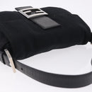 FENDI Mamma Baguette Shoulder Bag Cotton jersey Black Silver Auth am12099V-6