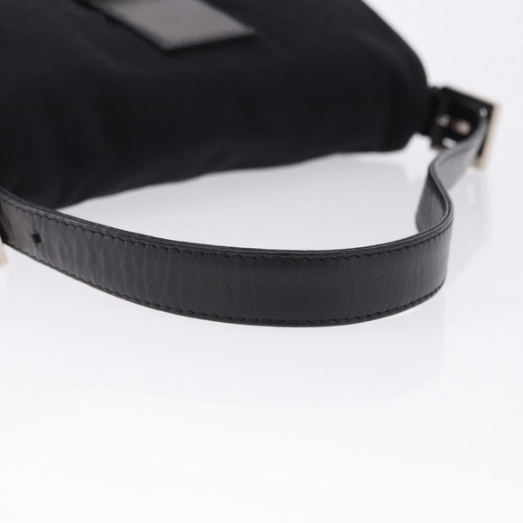 FENDI Mamma Baguette Shoulder Bag Cotton jersey Black Silver Auth am12099V