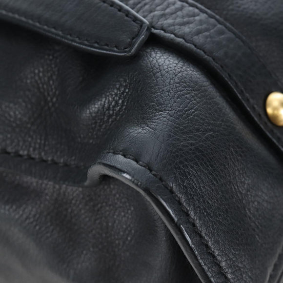Miu Miu Side Ribbon Tote Bag Leather Black Gold RR1312 Auth am12103SAM
