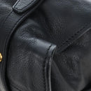 Miu Miu Side Ribbon Tote Bag Leather Black Gold RR1312 Auth am12103SAM-16