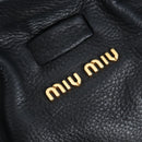 Miu Miu Side Ribbon Tote Bag Leather Black Gold RR1312 Auth am12103SAM-17