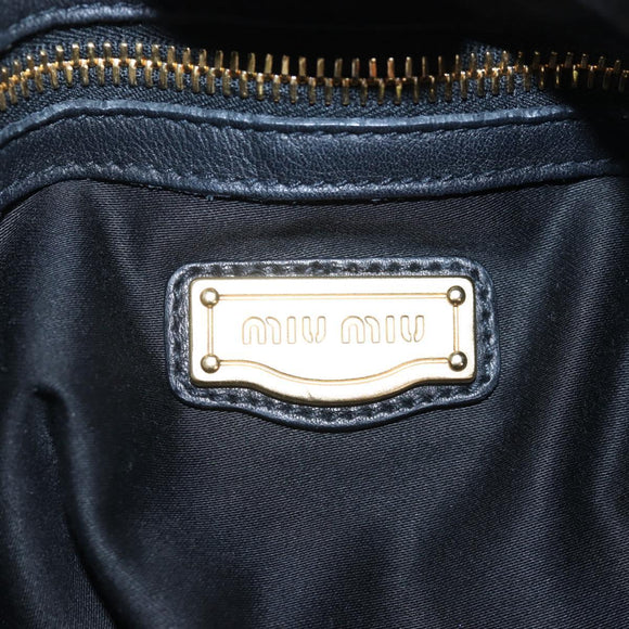 Miu Miu Side Ribbon Tote Bag Leather Black Gold RR1312 Auth am12103SAM