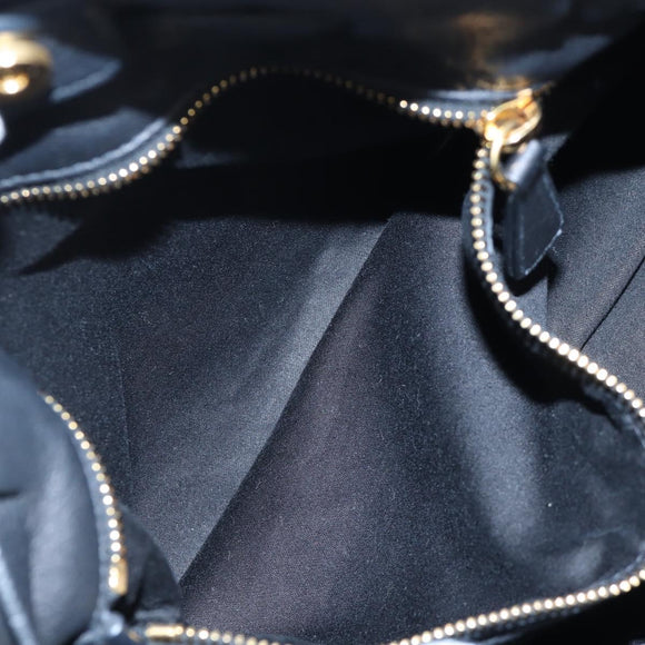 Miu Miu Side Ribbon Tote Bag Leather Black Gold RR1312 Auth am12103SAM