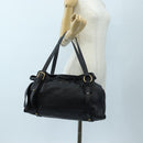 Miu Miu Side Ribbon Tote Bag Leather Black Gold RR1312 Auth am12103SAM-23