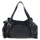 Miu Miu Side Ribbon Tote Bag Leather Black Gold RR1312 Auth am12103SAM-13