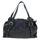 Miu Miu Side Ribbon Tote Bag Leather Black Gold RR1312 Auth am12103SAM-2