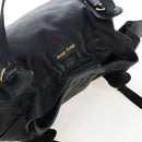 Miu Miu Side Ribbon Tote Bag Leather Black Gold RR1312 Auth am12103SAM-6