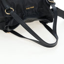 Miu Miu Side Ribbon Tote Bag Leather Black Gold RR1312 Auth am12103SAM-7