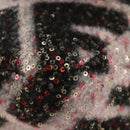 FENDI Chain Mamma Baguette Bag Wool Sequin Enamel Black Pink Auth am12104SM-16