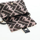 FENDI Chain Mamma Baguette Bag Wool Sequin Enamel Black Pink Auth am12104SM-21