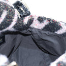 FENDI Chain Mamma Baguette Bag Wool Sequin Enamel Black Pink Auth am12104SM-24