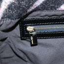 FENDI Chain Mamma Baguette Bag Wool Sequin Enamel Black Pink Auth am12104SM-26