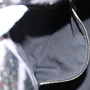 FENDI Chain Mamma Baguette Bag Wool Sequin Enamel Black Pink Auth am12104SM-27