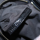 FENDI Chain Mamma Baguette Bag Wool Sequin Enamel Black Pink Auth am12104SM-11