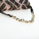 FENDI Chain Mamma Baguette Bag Wool Sequin Enamel Black Pink Auth am12104SM-7