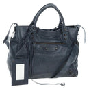 BALENCIAGA The Vero Hand Bag Leather 2way Navy 235216 Auth am12108SAM-1