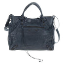 BALENCIAGA The Vero Hand Bag Leather 2way Navy 235216 Auth am12108SAM-13