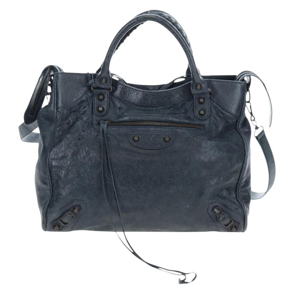 BALENCIAGA The Vero Hand Bag Leather 2way Navy 235216 Auth am12108SAM