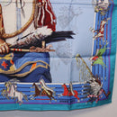 HERMES Carre 90 Scarf ”PANI LA SHAR PAWNEE” Silk Blue Auth am12110M-10