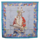 HERMES Carre 90 Scarf ”PANI LA SHAR PAWNEE” Silk Blue Auth am12110M-13