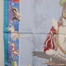 HERMES Carre 90 Scarf ”PANI LA SHAR PAWNEE” Silk Blue Auth am12110M-17