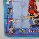 HERMES Carre 90 Scarf ”PANI LA SHAR PAWNEE” Silk Blue Auth am12110M-8