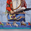 HERMES Carre 90 Scarf ”PANI LA SHAR PAWNEE” Silk Blue Auth am12110M-9