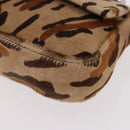 FENDI Leopard Mamma Baguette Bag Harako leather Beige Silver Auth am12111SM-14