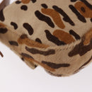 FENDI Leopard Mamma Baguette Bag Harako leather Beige Silver Auth am12111SM-15