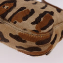 FENDI Leopard Mamma Baguette Bag Harako leather Beige Silver Auth am12111SM-16