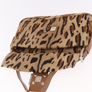 FENDI Leopard Mamma Baguette Bag Harako leather Beige Silver Auth am12111SM-19