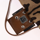 FENDI Leopard Mamma Baguette Bag Harako leather Beige Silver Auth am12111SM-20