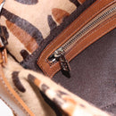 FENDI Leopard Mamma Baguette Bag Harako leather Beige Silver Auth am12111SM-24