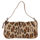 FENDI Leopard Mamma Baguette Bag Harako leather Beige Silver Auth am12111SM-2