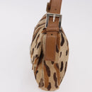 FENDI Leopard Mamma Baguette Bag Harako leather Beige Silver Auth am12111SM-3