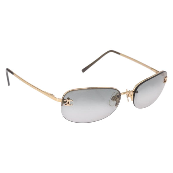 CHANEL Rimless CC Sunglasses metal Gray CC Auth am12112M